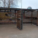 Avfallscontainerplass med 4 dører